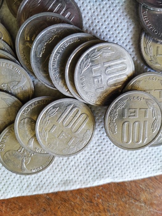 Monede românești colecție  moneda 100 lei 1992 1993 1994 mihai viteazu