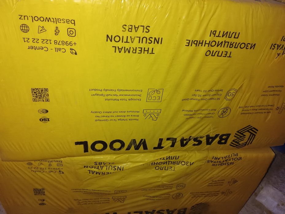 Bazalt Wood issiqlik izolatsiyasi 10 sm qalinlik, 50% lik