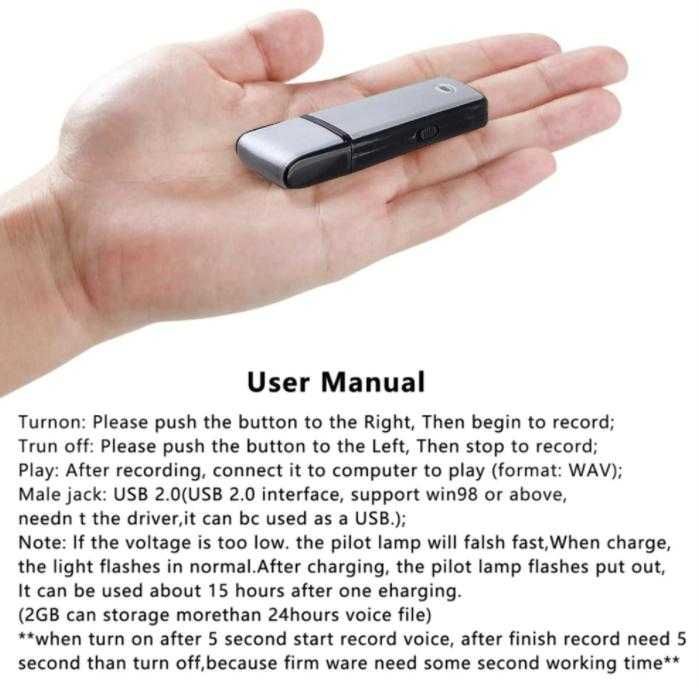 16GB Флашка Диктофон Гласова Активация USB Аудио Рекордер Подслушвател