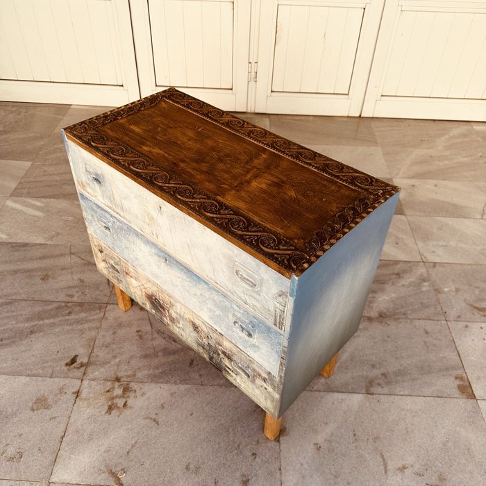 Ръчно изработен ретро дървен скрин – винтидж / рустик стил