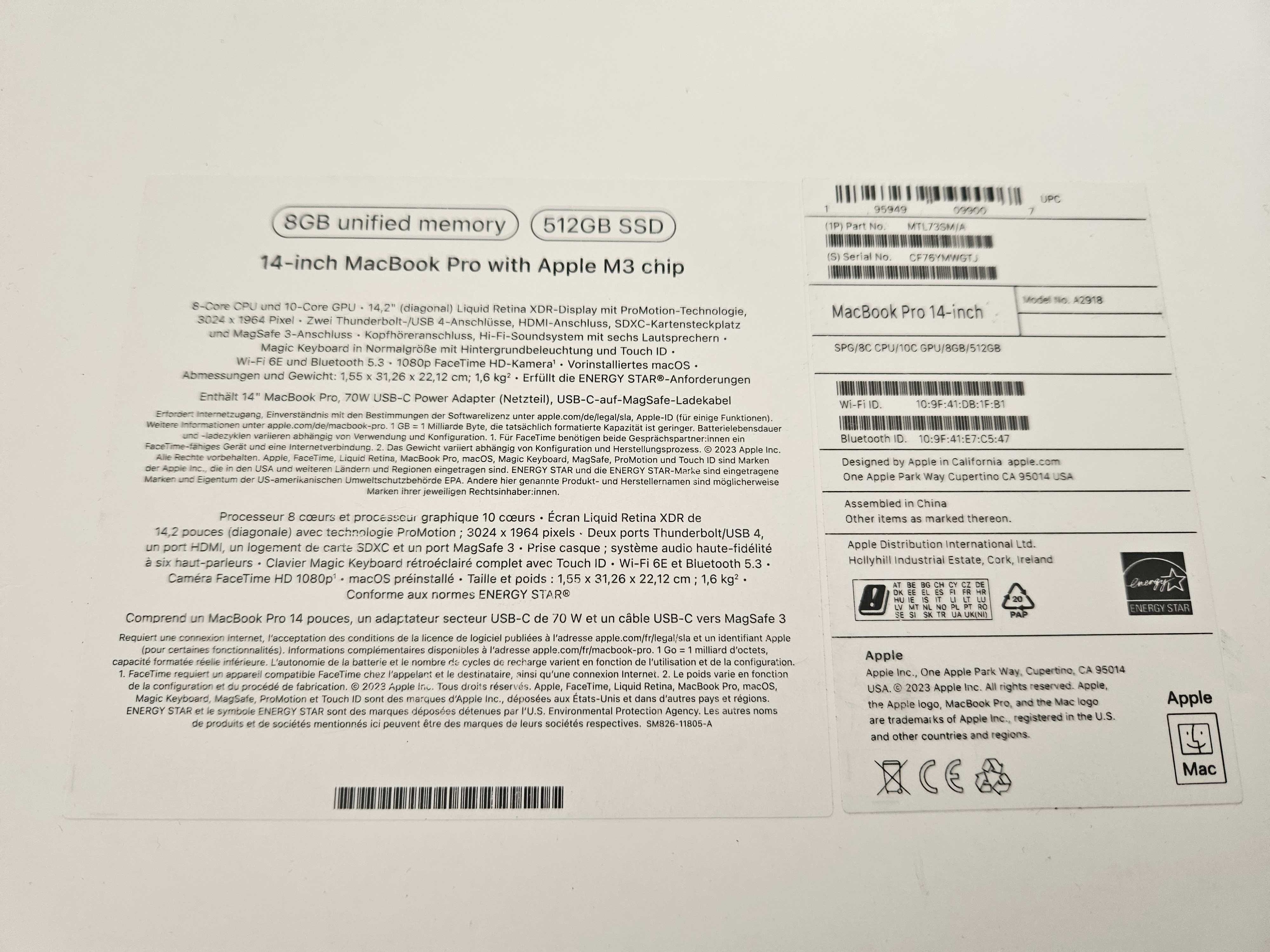 Macbook Pro 2024, 14-inch,  512Ssd, sigilat la cutie, Garantie 1 an.