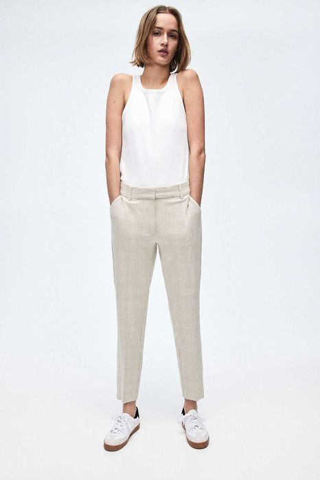 H&M Pantaloni-țigaretă NOI Bej-deschis/în carouri Marime 38