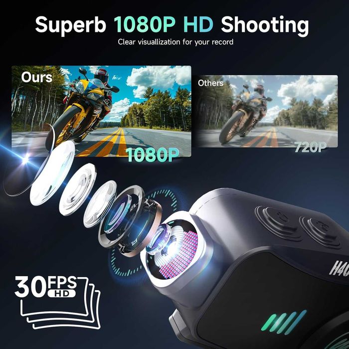 Слушалки за мотоциклетна каска с камера Moman H4C с 1080P камера ...