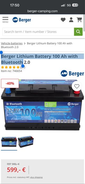 Акумулатор Berger LiFePo4 100Ah Bluetooth
