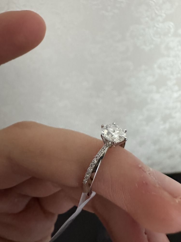 Inel Moissanite 1 Carat din Argint 925 cu Certificat GRA – Mărimea 53