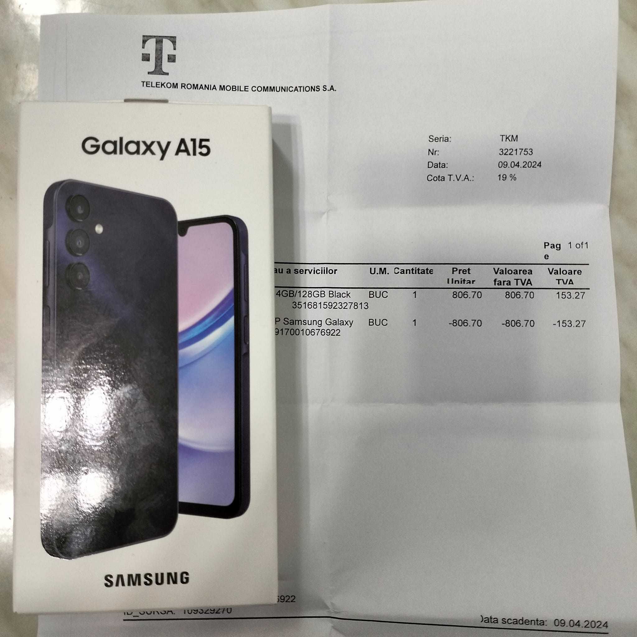 Telefon Samsung Galaxy A15 Blue Black 128GB Sigilat Factura Zeus