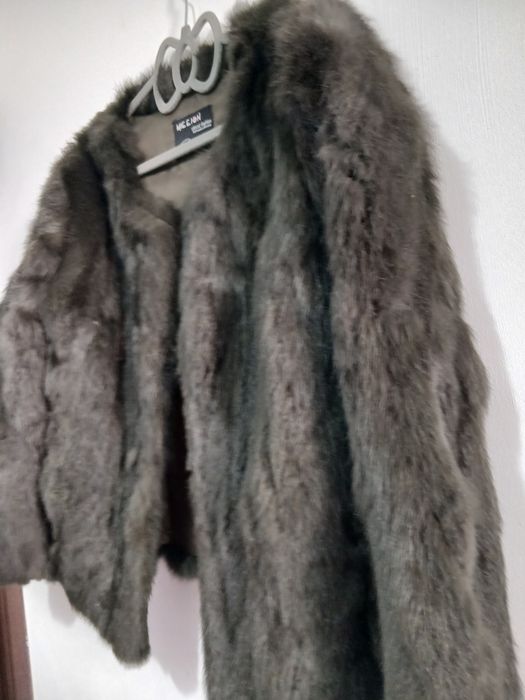 Scurta dama blana naturala iepure culoare verde negru marime M sau 40