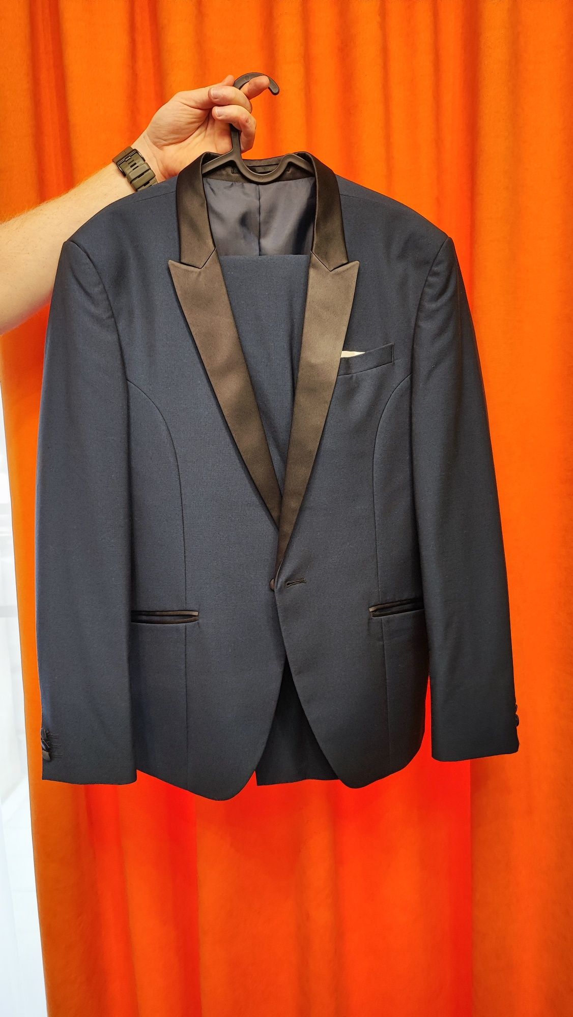 Costum mire EXPRESIV, marime 50 slim, culoare bleumarin, purtat o data