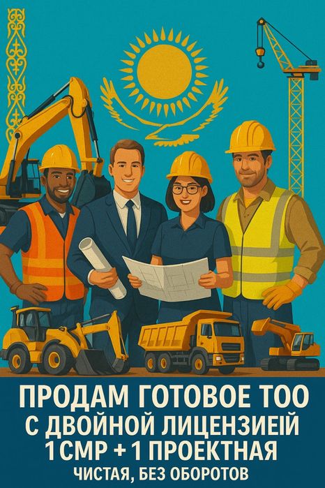 Продам ТОО 1 СМР + 1 ПД двойная лицензия строительная + проектная
