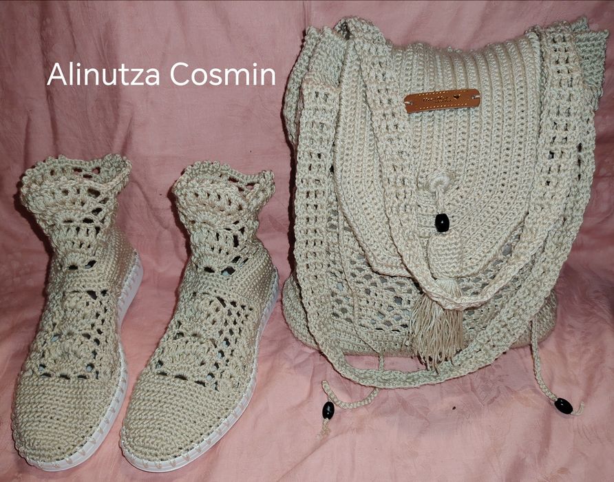 Vand papuci cizme crosetate manual pentru copii si adulti 7