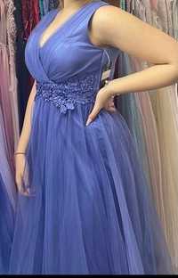 Бална рокля, размер 44, дънково синьо