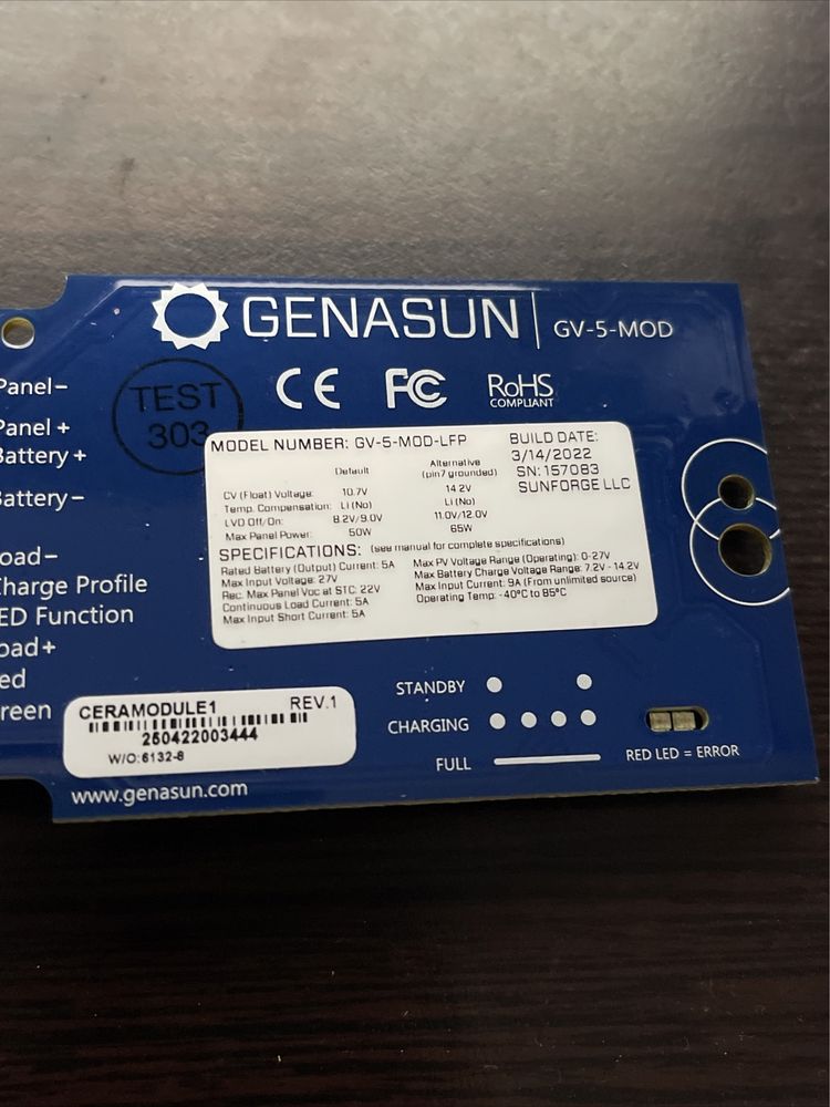 Genasun Controler Panou Solar GV5 Mod Lfp Lithium MPPT Nou