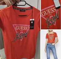 Нова тениска guess  с етикет   
Размер ХС, 2 липсващи камъчета.
40лв