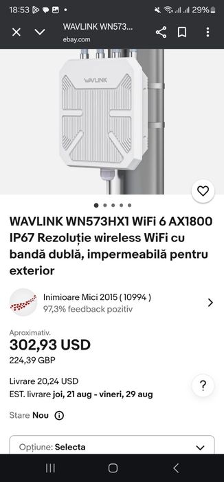WAVLINK WN573HX1 WiFi 6 AX1800 IP67 Rezoluție wireless WiFi cu bandă d