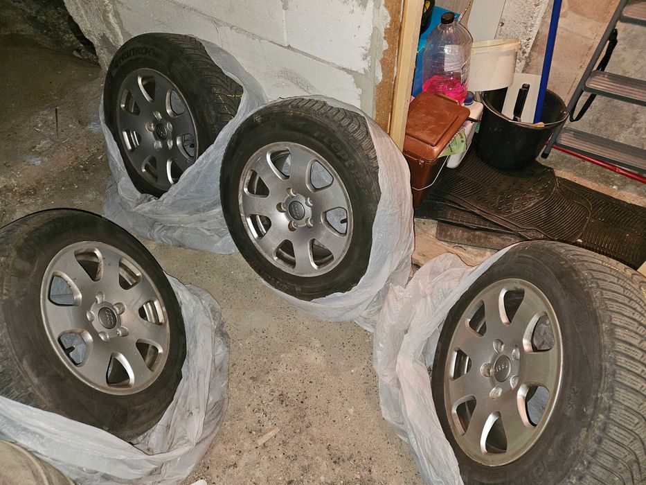 Roti Audi/VW Jante aliaj originale + Anvelope iarna Hankook 195/65/R15