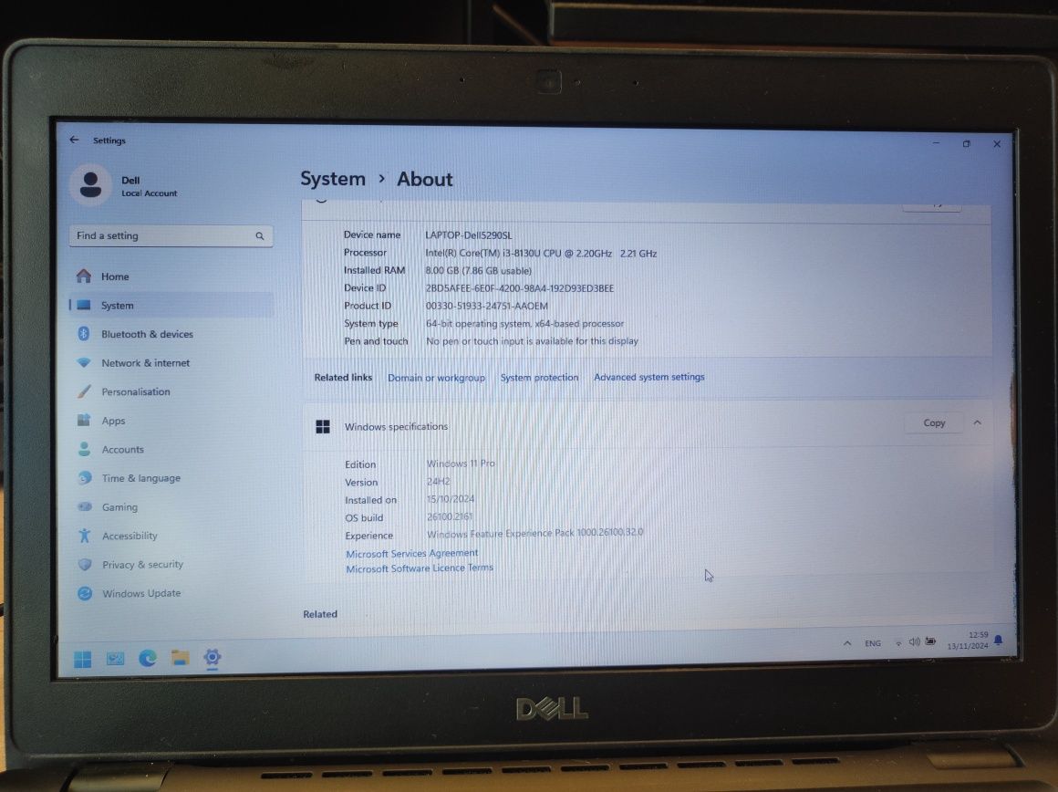 Лаптоп DELL Latitude 5290 i3 8130U 2.20GHz 8GB RAM 128GB SSD Win11 Pro