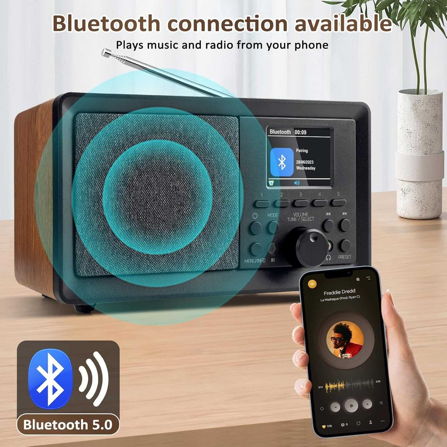 DAB+ и FM цифрово радио с Bluetooth от BIAOQINBO цветен дисплей