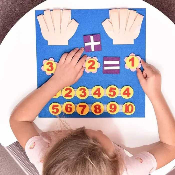 Numere si degete din pâslă Montessori pentru copii Jucării matematice