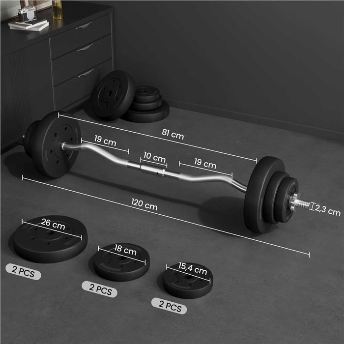 Haltera 20 kg cu bara Z si discuri ajustabile |R 614904 Black