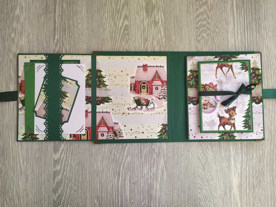 Мини коледен, скрапбук албум "Коледно еленче", ръчна изработка /47.3