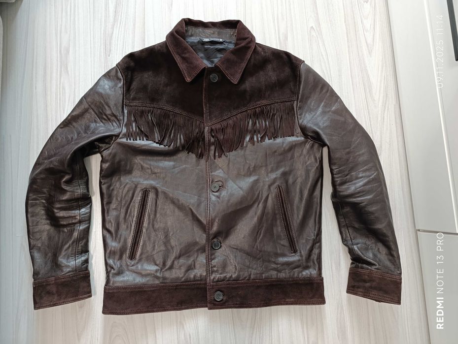 ''ZARA''оригинално мъжко кожено яке Л размер