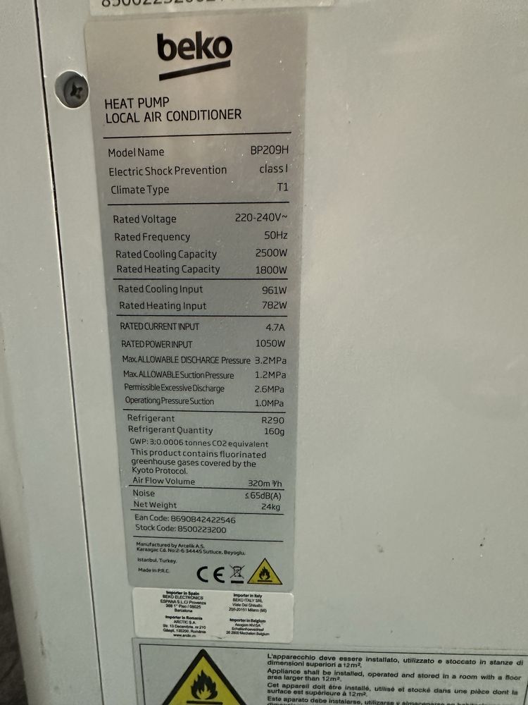 Aer Conditionat Portabil Beko 8500 BTU