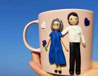 Cadou cana Mama si fiul adult handmade fimo