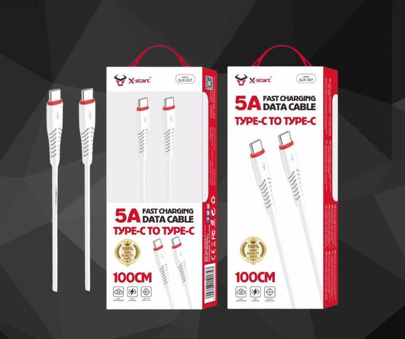 Кабел за  бързо зареждане SJX-307, 5A,type C to  C, 100cm