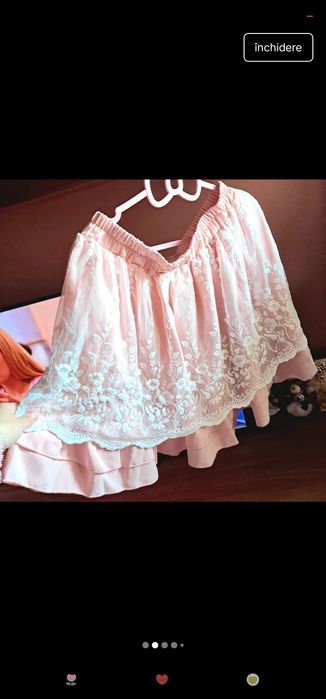 Fusta roz cu dantela stil Lolita noua cu etichetă fusta clos