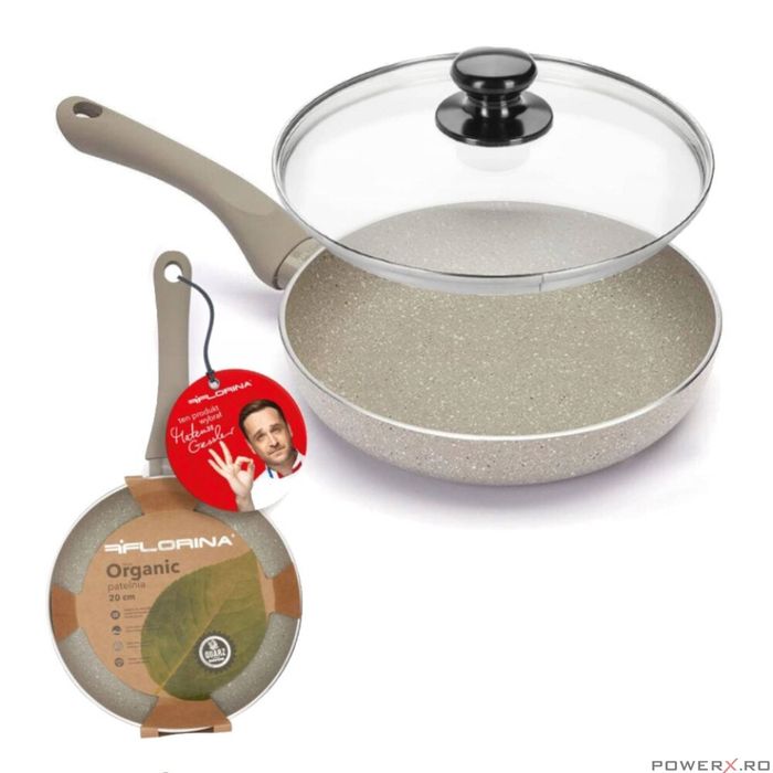 Tigaie din aluminiu cu invelis antiaderent, 20 cm, gri, Sandy Florina