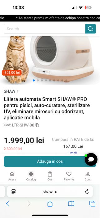 Litiera automata Smart SHAW® PRO pentru pisici