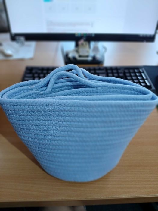 Set 3 coșuri depozitare textile – albastre, fără cârlige incluse
