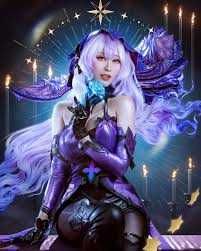 Аниме косплей лилава перука Honkai Star  high quality cosplay