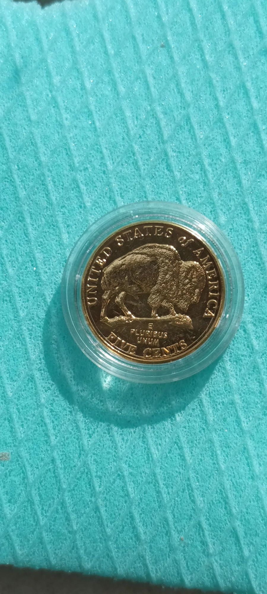 5 цента 2017г.24 карата златно покритие  Джеферсън. САЩ.