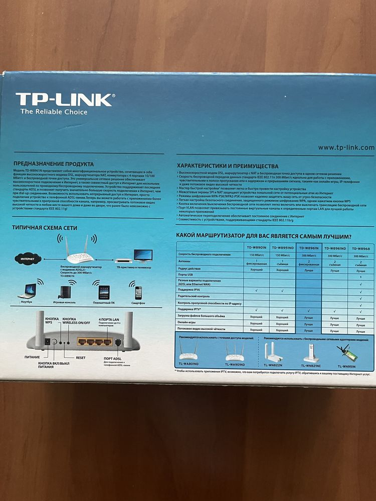 Wi-Fi роутер Tp-Link TD-W8961N Белый