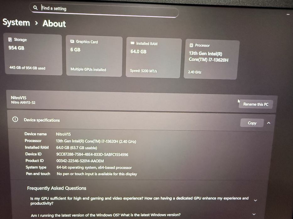 Acer Nitro V Gaming Laptop Intel Core i7-13620H