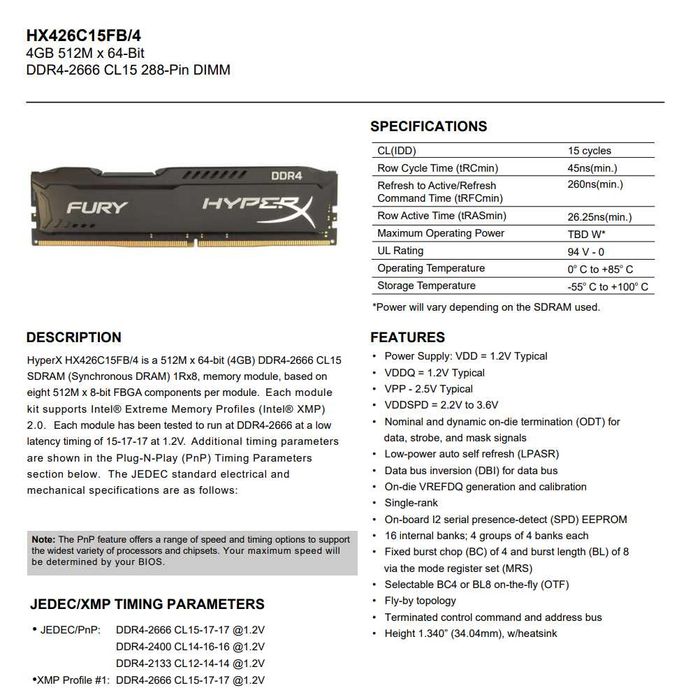 Rami FURY HyperX 2x4GB