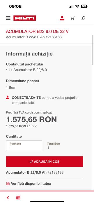Acumulatori Hilti Nuron 22V/36V si 12V-Sigilati