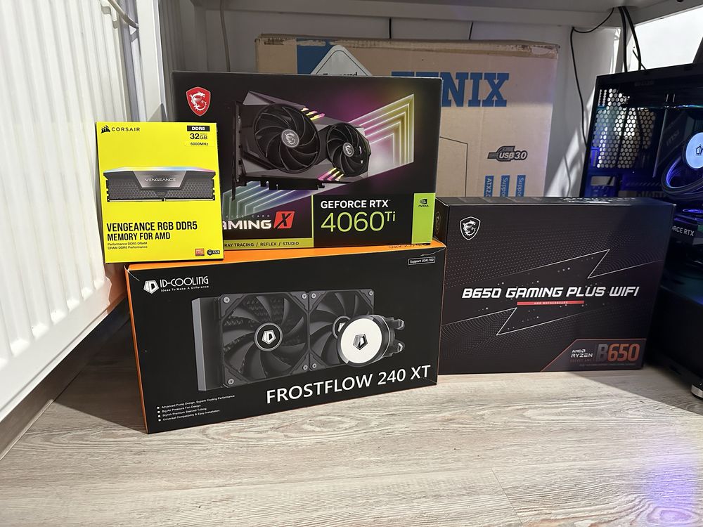 Sistem Gaming PC, Editare Video, Ryzen 7800X3D, RTX 4060TI 8GB,NOU