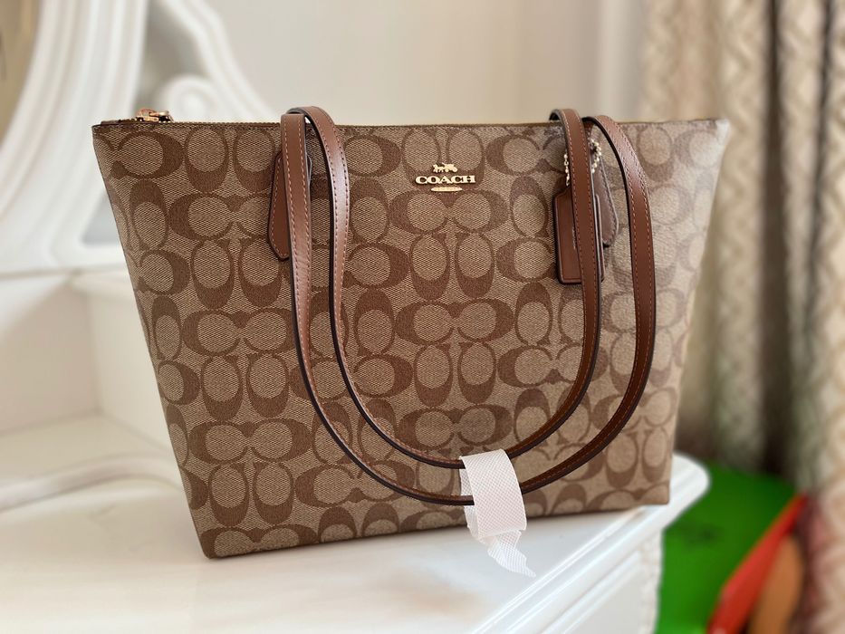 Сумка-тоут с молнией из фирменной парусины Coach