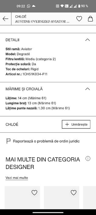 Chloe, ochelari soare Damă
