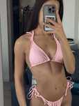Costum de baie roz cu fundite reglabile