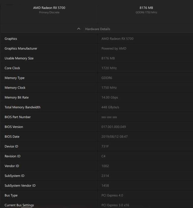 Placa Video GPU AMD Radeon RX 5700 8GB
