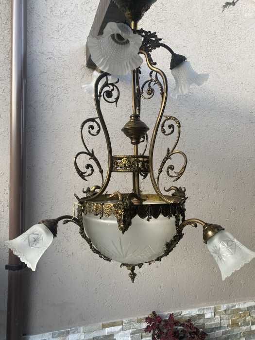 Impozant candelabru bronz-ornamente-satiri-fauni-Franta