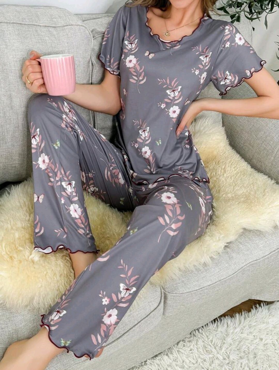 Set De Pijama/top damă Cu Imprimeu floral