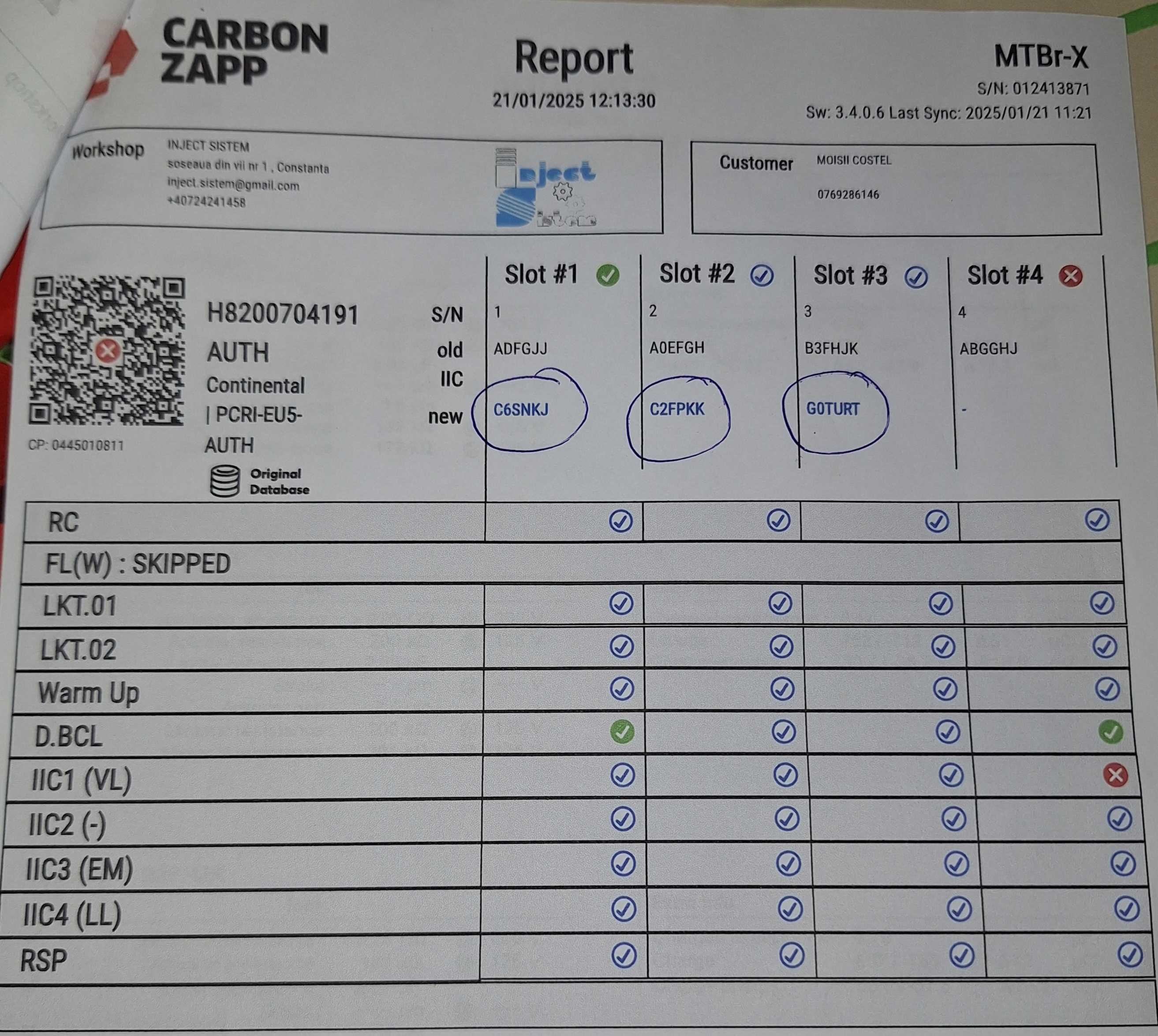 Injectoare reconditionate  Renault 1.5 dci 110 Cp E5 fisa testare bank