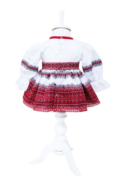 Rochie Traditionala Populara de botez pentru fetite