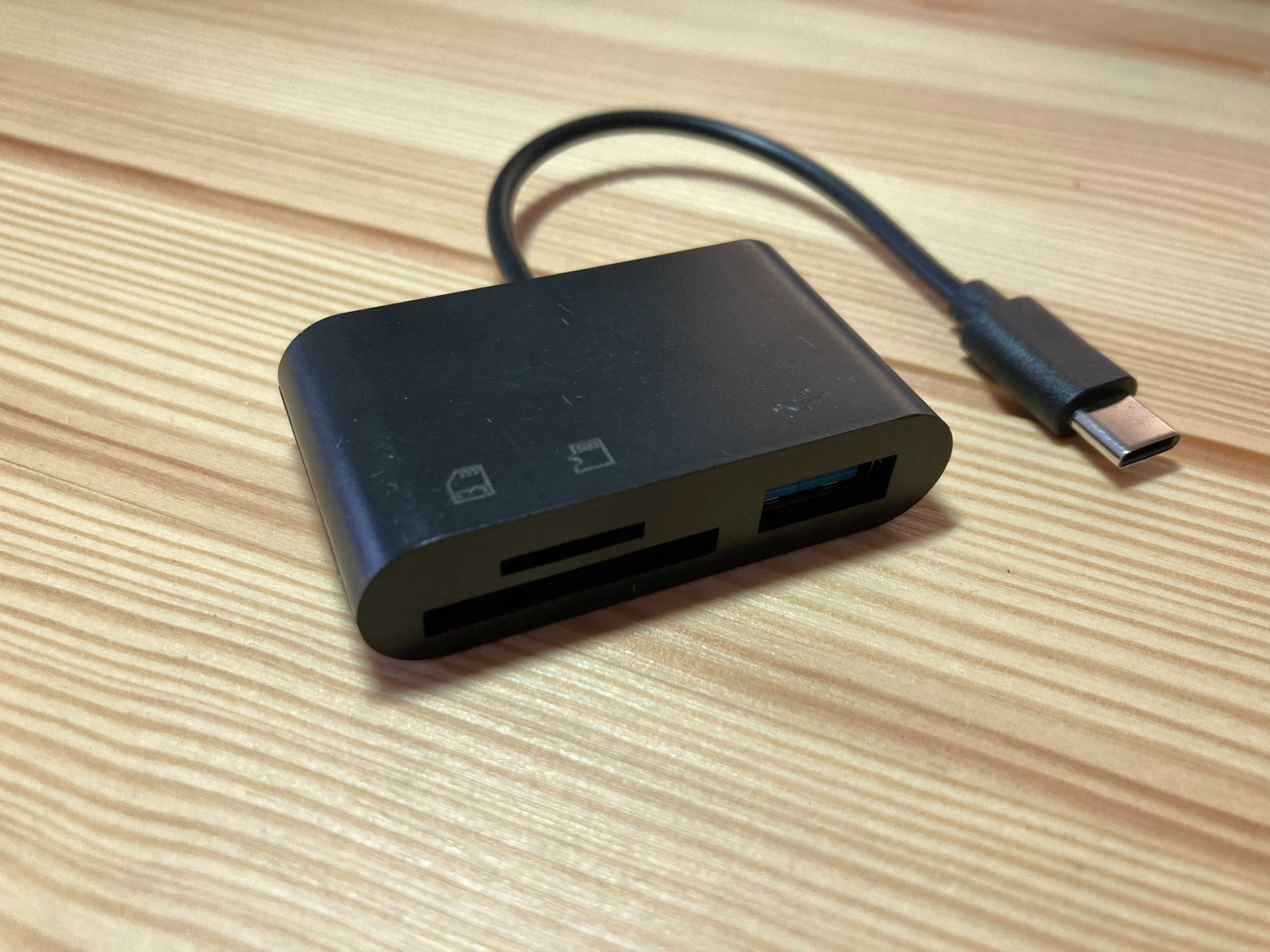 USB Type C адаптер с SD/TF четец на карти за Macbook и Смартфон