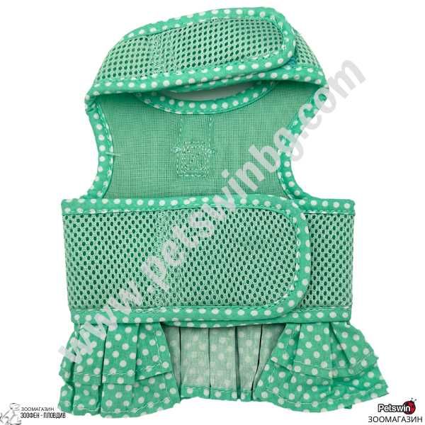 Нагръдник за Куче- тип Рокля- XS, S, M, L, XL-Тюркоаз/Бял-Pet-Interest