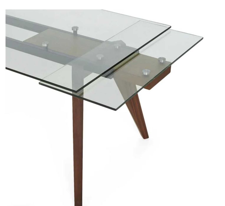 Vand masa extensibila Ella, lemn masiv/sticla securizata